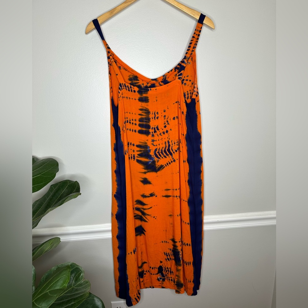 Olivaceous Orange tie dye strappy coverup dress - Picture 3 of 7
